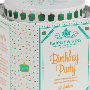 Harney & Sons Birthday Party tea tin with candles and confetti