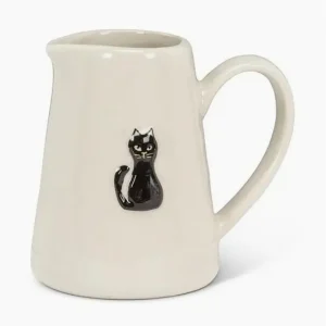 Cream mini jug with a black cat illustration